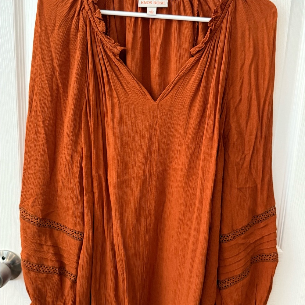 Knox Rose Terracotta Peasant Top